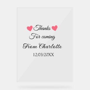 thanks for coming add name text message acrylic sign