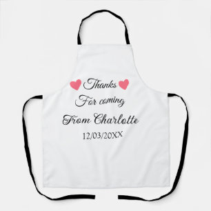 thanks for coming add name text message apron