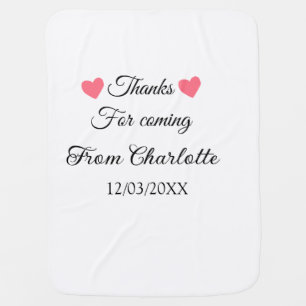 thanks for coming add name text message baby blanket
