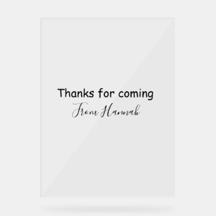 thanks for coming add name text message babyshower acrylic sign