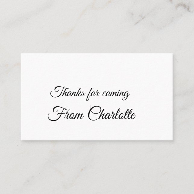 thanks for coming add name text message  business card (Front)