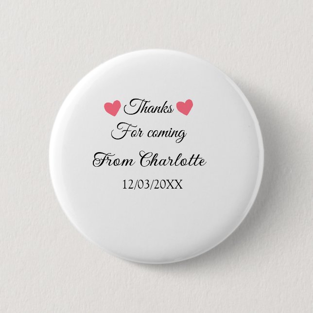 thanks for coming add name text message  button (Front)