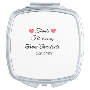 thanks for coming add name text message compact mirror