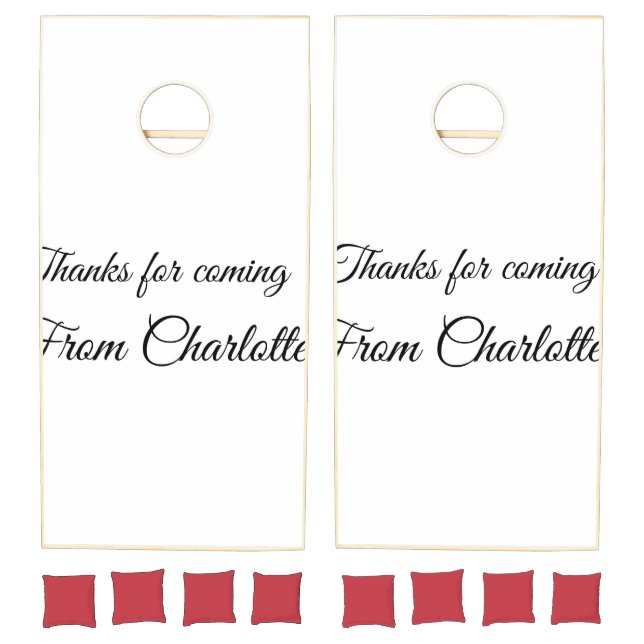thanks for coming add name text message  cornhole set (Set)