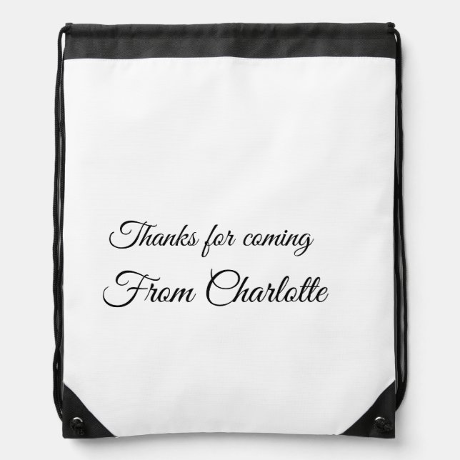 thanks for coming add name text message  drawstring bag (Front)