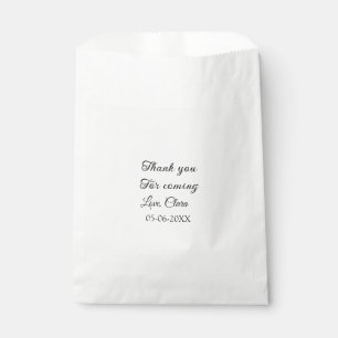 thanks for coming add name text message favor bag