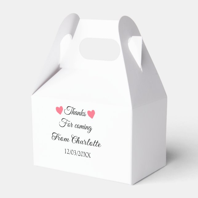 thanks for coming add name text message  favor boxes (Front Side)