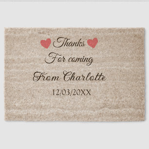 thanks for coming add name text message  fiber doormat