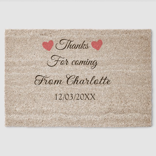 thanks for coming add name text message  fiber doormat (Front)