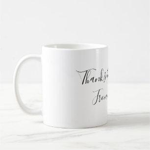 thanks for coming add name text message gold heart coffee mug