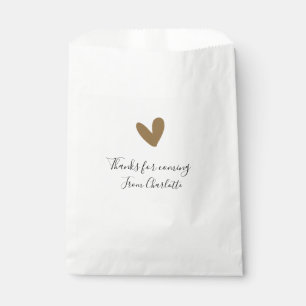 thanks for coming add name text message gold heart favor bag
