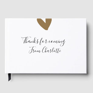 thanks for coming add name text message gold heart guest book