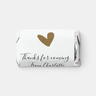 thanks for coming add name text message gold heart hershey's miniatures