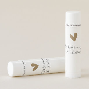thanks for coming add name text message gold heart lip balm