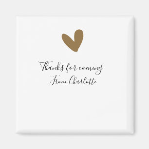 thanks for coming add name text message gold heart magnet