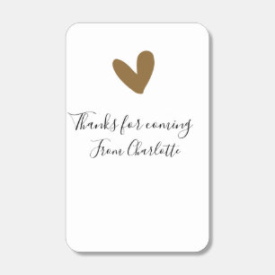 thanks for coming add name text message gold heart matchboxes