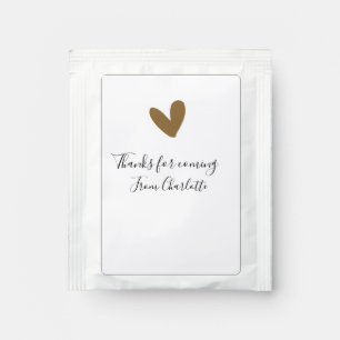 thanks for coming add name text message gold heart tea bag drink mix