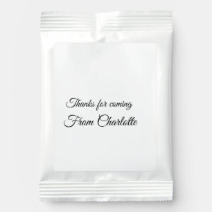 thanks for coming add name text message  hot chocolate drink mix