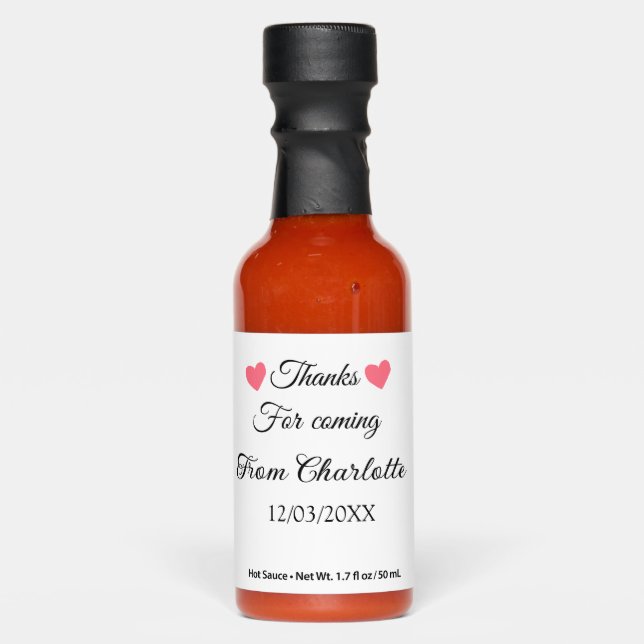 thanks for coming add name text message  hot sauces (Front)