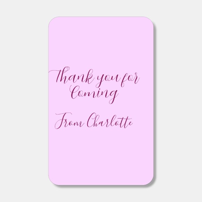 thanks for coming add name text message mauve matchboxes (Front)