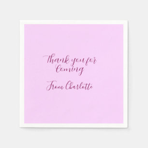thanks for coming add name text message mauve napkins