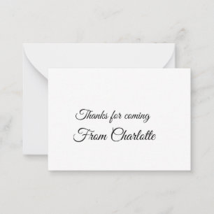 thanks for coming add name text message note card