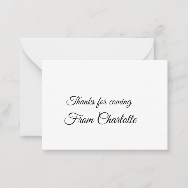 thanks for coming add name text message  note card (Front)