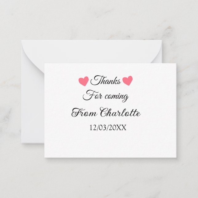 thanks for coming add name text message  note card (Front)