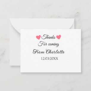 thanks for coming add name text message  note card