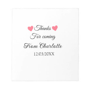 thanks for coming add name text message notepad