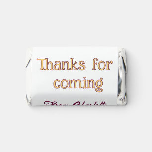 thanks for coming add name text message orange hershey's miniatures