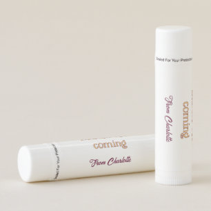 thanks for coming add name text message orange lip balm