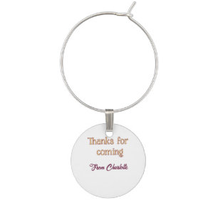 thanks for coming add name text message orange wine charm