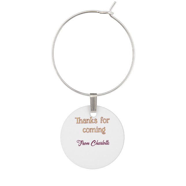 thanks for coming add name text message orange wine charm (First Charm)