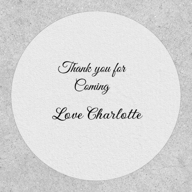 thanks for coming add name text message  patch (Front)