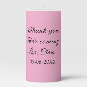 thanks for coming add name text message pillar candle