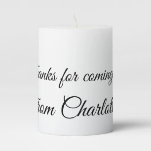 thanks for coming add name text message pillar candle