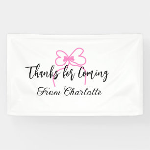 thanks for coming add name text message pink bow f banner
