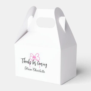 thanks for coming add name text message pink bow f favor boxes