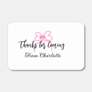 thanks for coming add name text message pink bow f matchboxes