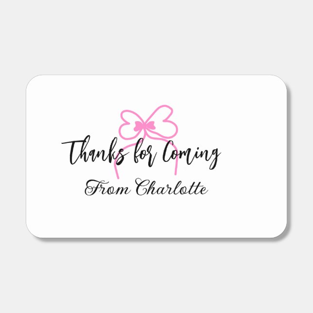 thanks for coming add name text message pink bow f matchboxes (Front)