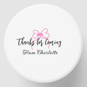 thanks for coming add name text message pink bow f mini candle favors