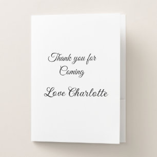 thanks for coming add name text message  pocket folder