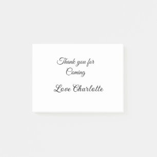 thanks for coming add name text message  post-it notes