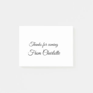 thanks for coming add name text message  post-it notes