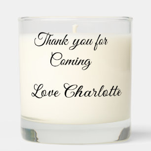 thanks for coming add name text message  scented candle