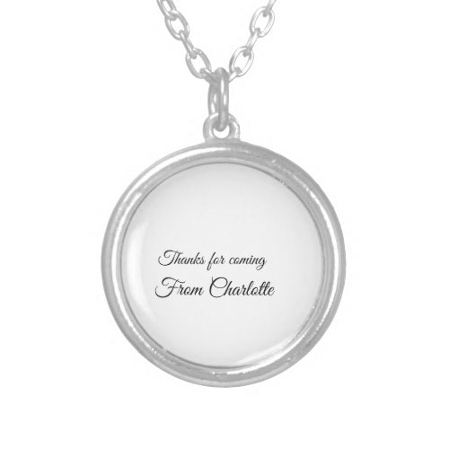 thanks for coming add name text message  silver plated necklace