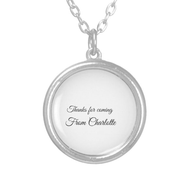 thanks for coming add name text message  silver plated necklace (Front)