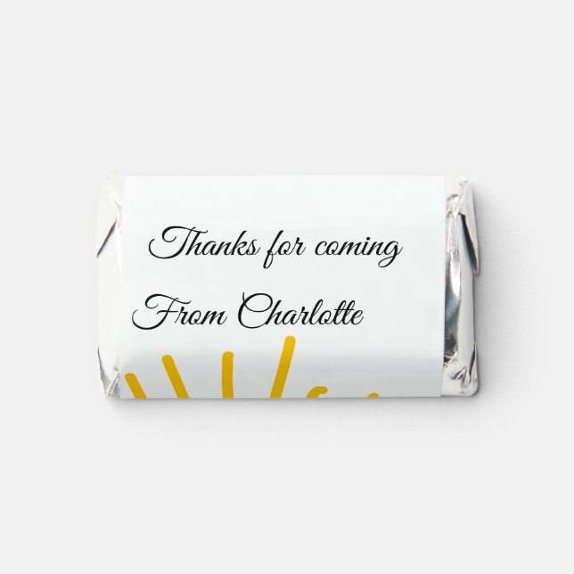 thanks for coming add name text message sun hershey's miniatures (Front)
