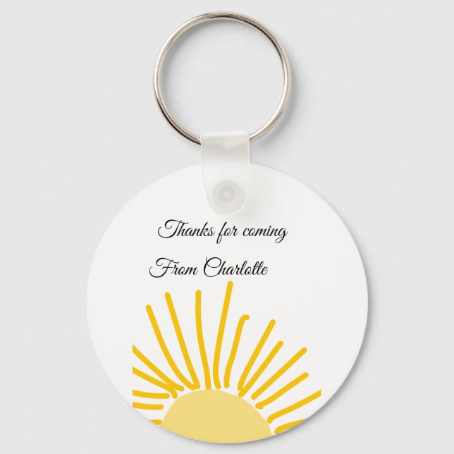thanks for coming add name text message sun keychain (Front)